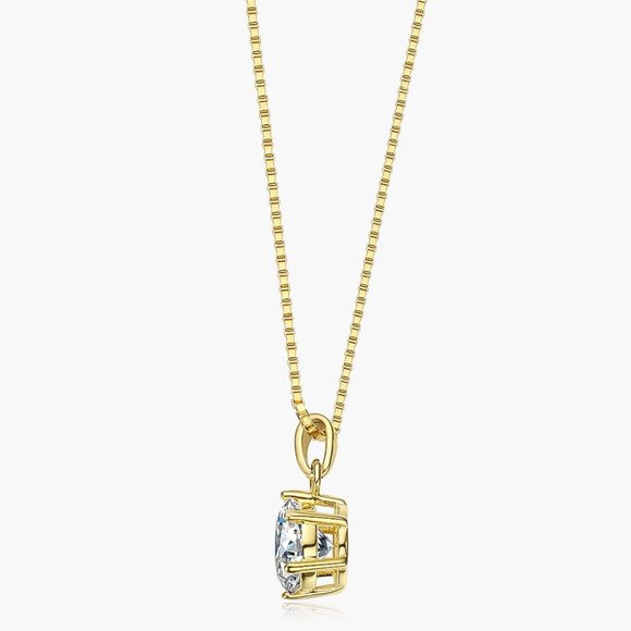 Certified 1ct. t.w. Moissanite Diamond Solitaire Gold Pendant Necklace N… - Picture 7 of 12